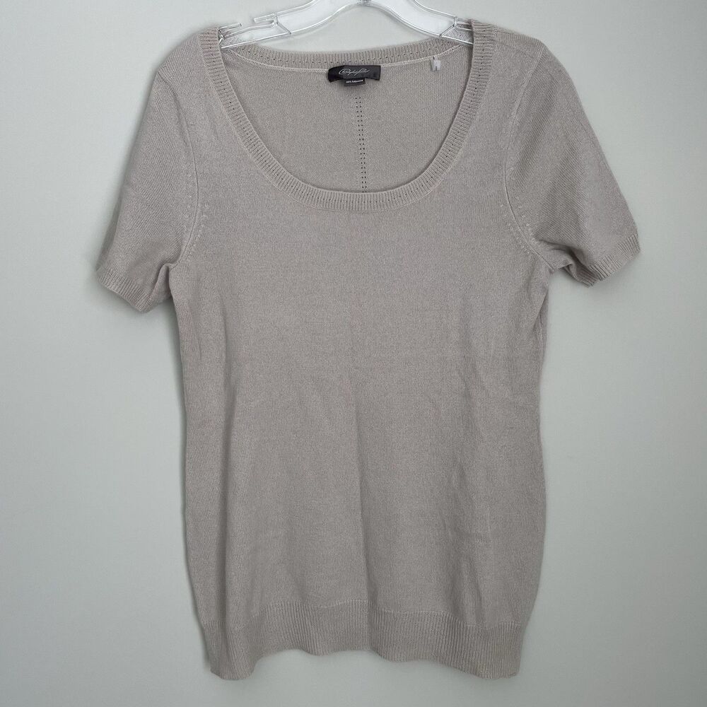 Christopher Fischer Size L Gray Short Sleeve Cashmere Top Crew Neck